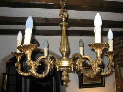 Ancien grand lustre - bronze , 6
