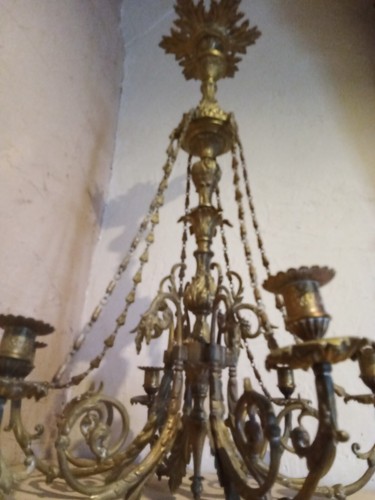 Grand lustre bronze doré - en,