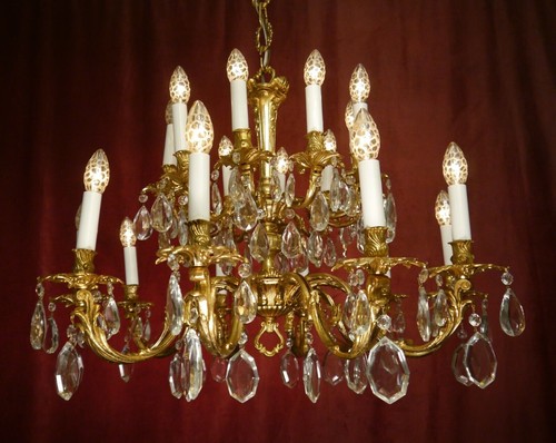 Grand lustre rococo bronze - lustre,