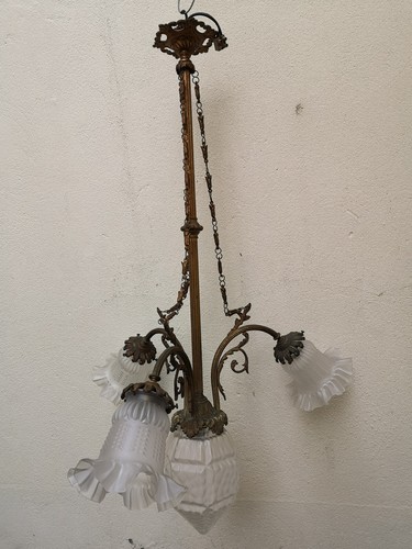Grand lustre bronze début xxe - grand,